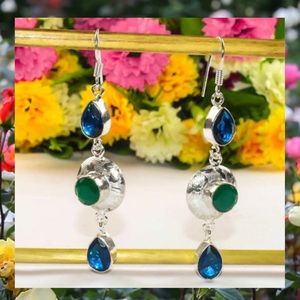 ⛔️ Elegant Emerald & Tourmaline Gemstone Earrings